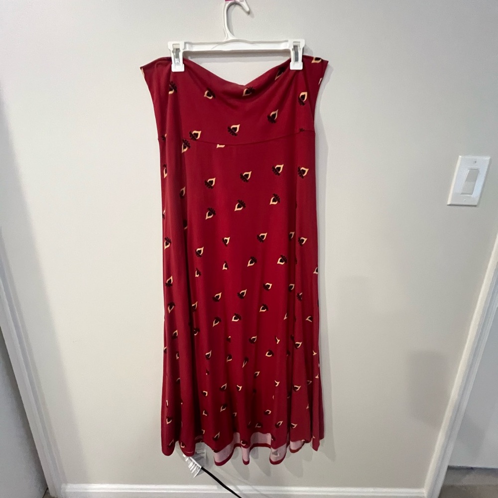 LuLaRoe XL Hot Pink Maxi Skirt with Playful Abstrsct Black and Yellow Accents